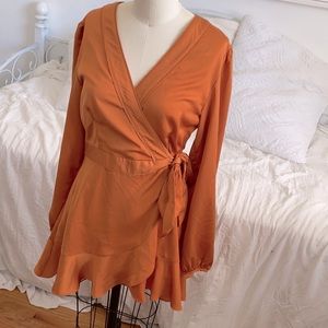 Lulus wrap satin flare dress